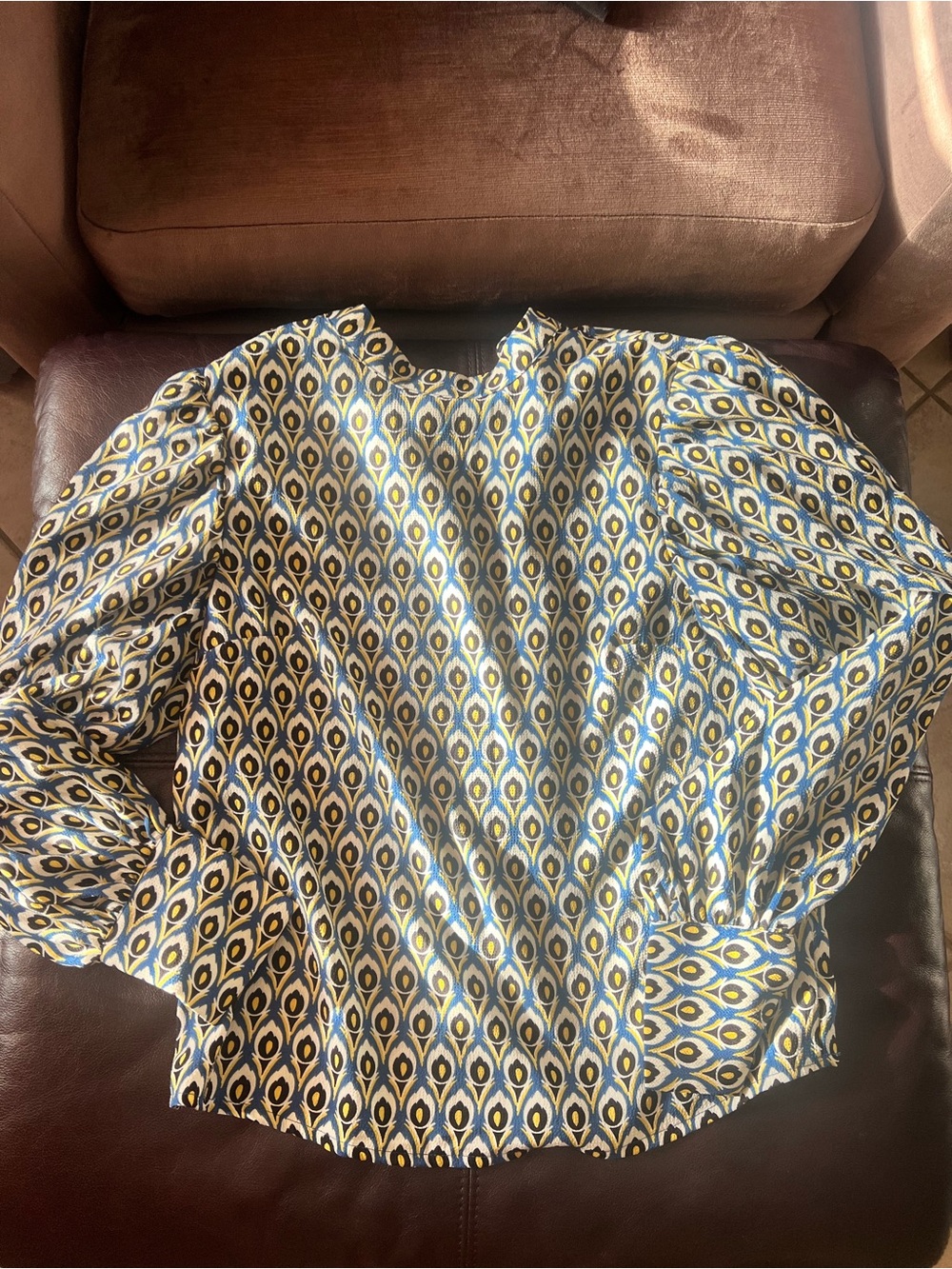 cupcakes & cashmere Blue and Yellow Geometric Shirt